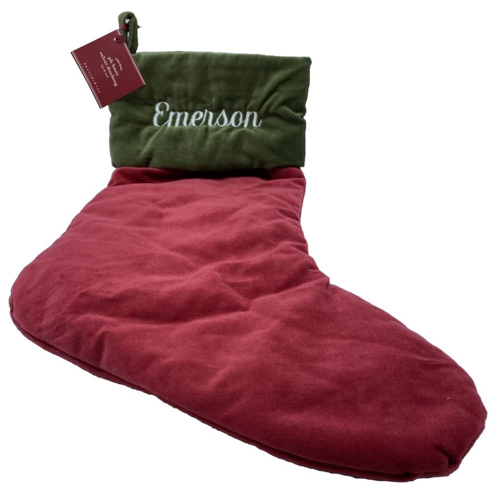 Pottery Barn Emerson Velvet Christmas Holiday Stocking Monogrammed Xmas 19 in
